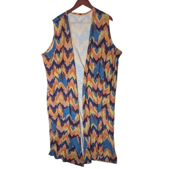 LulaRoe Joe Chevron Bright Vest Duster Sleeveless XL - Picture 1 of 9